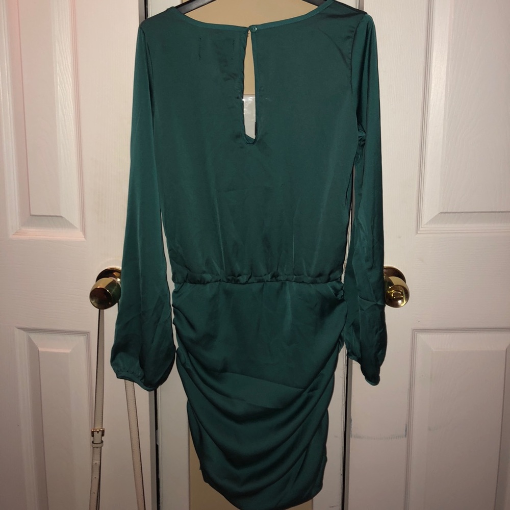Emerald Ruffled Mini Dress - Picture 2 of 2